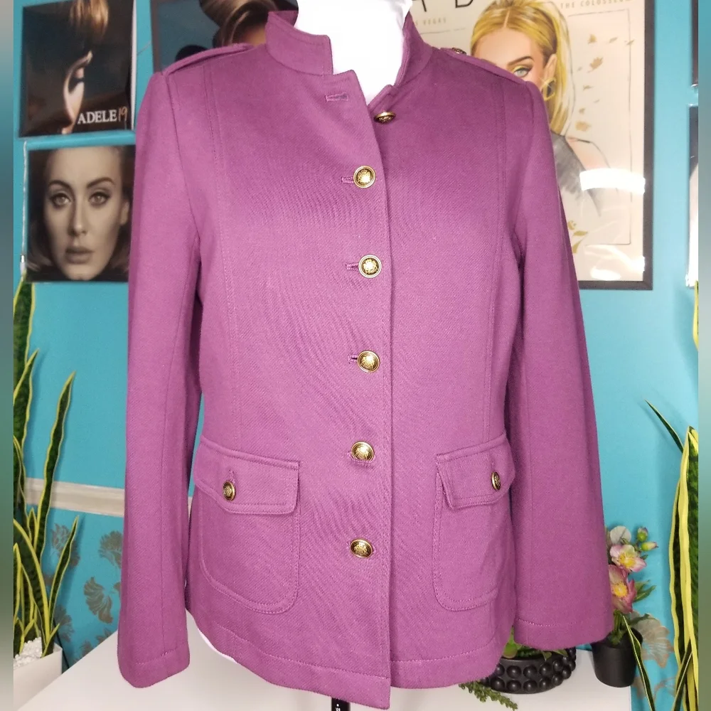 Talbots Knit Band Jacket Eggplant - Picture 1 of 16